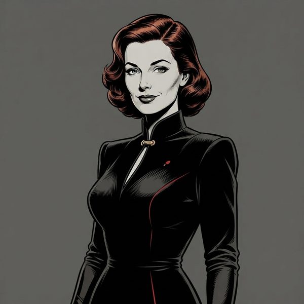 The Smooth Operator: a confident woman in a sleek black suit